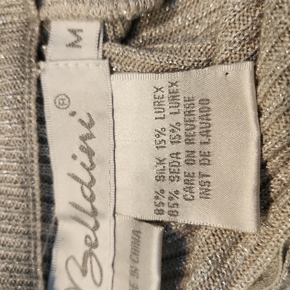 Vintage Silver Beaded Belldini Silk Sweater - Size Medium - Picture 10 of 13